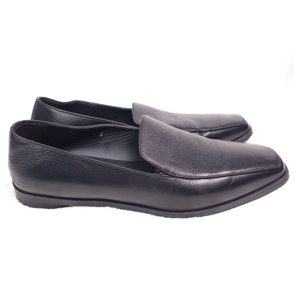 Everlane The 90's Black Leather Square Toe Round Heel Flats Loafers 9